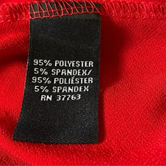 Rafaella 3X Top Shirt Red Solid Round Neck 3/4 Sleeve Knot Faux Wrap Stretch P11 - Picture 6 of 7